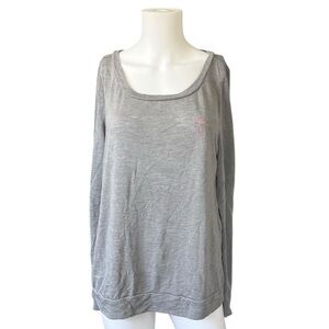 Victoria's Secret Long Sleeve Gray Top with Embroidered Bow Womens Size Medium M